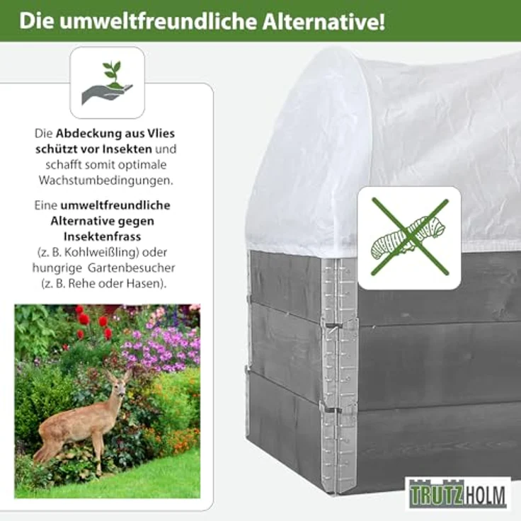 TRUTZHOLM Bogenabdeckung 120 x 80 cm, Hochbeet Abdeckung mit Vlies und stabilem Tunneldesign для optimalen Pflanzenschutz – Bild 6