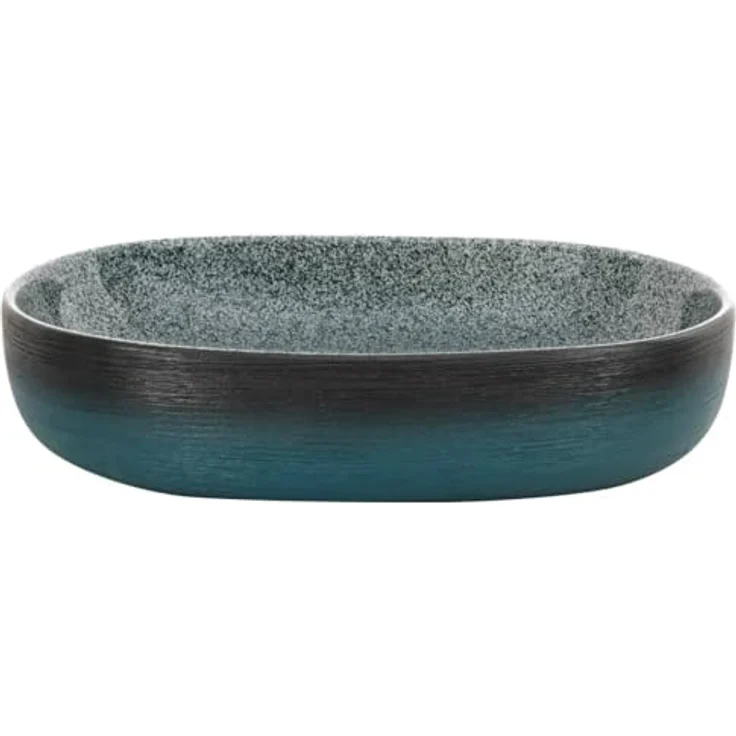 vidaXL Aufsatzwaschbecken, Oval Handgefertigt mit Muster, Türkis Keramik 59x40x14 cm, für Badezimmer – Bild 5