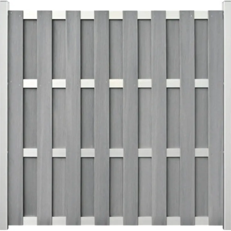 GROEN & JANSSEN Zaun Hauptelement GroJa Merano, vormontiert ohne Pfosten, Querriegel silber, 180 x 180 cm, steingrau co-extrudiert
