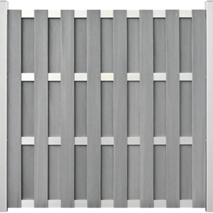 GROEN & JANSSEN Zaun Hauptelement GroJa Merano, vormontiert ohne Pfosten, Querriegel silber, 180 x 180 cm, steingrau co-extrudiert