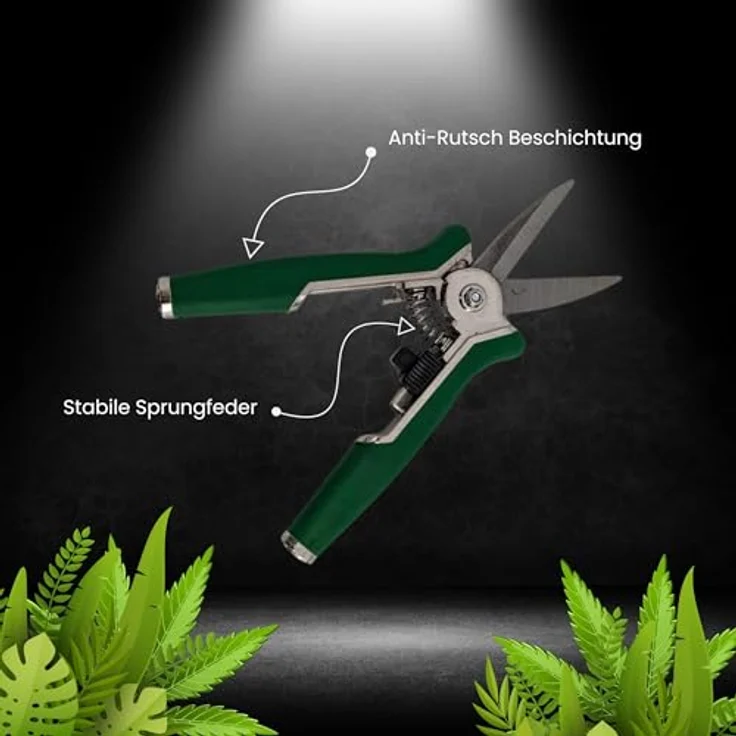TronicXL Premium Grow Ernteschere Cannabis Gartenschere gerade für Eigenanbau Growbox Zelt Trimmen Planzen Erntehelfer Knipser Leseschere - Hochwertige Gartenschere - Äste und Zweige bis max. 6mm - Anti-Rutsch Griff - Stabile Sprungfeder - Sicherheitsschloss - Für Links- und Rechtshänder - Perfekt zum trimmen der Buds – Bild 3