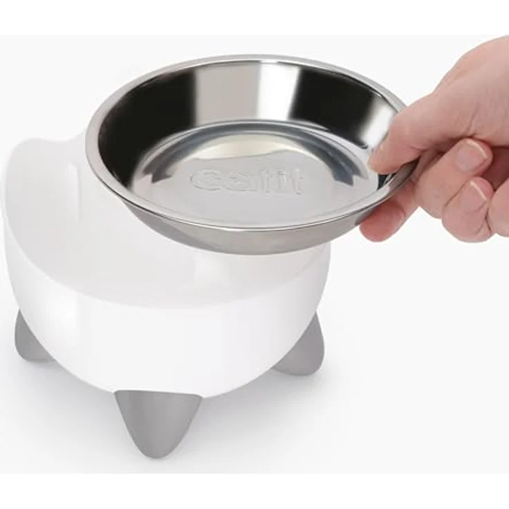 Catit Ca PIXI Combo Kit, Futternapf mit erhöhtem Wasserspeicher und 3 Trinkoptionen, zur Vermeidung von Verschütten – Bild 4