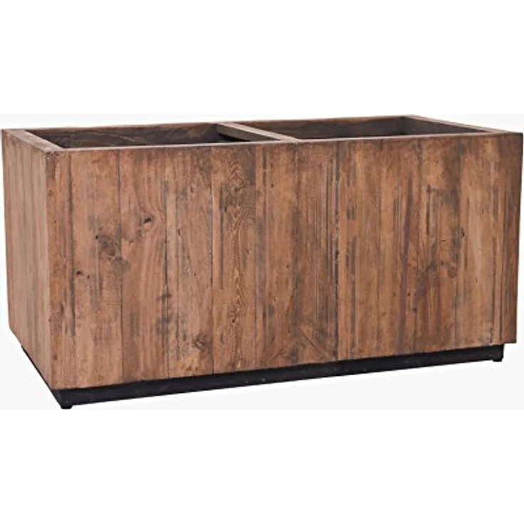 VIVANNO Pflanzkübel Pflanztrog Hochbeet aus recyceltem Holz, wetterfest, 40 x 81 x 41,5 cm, Antik Braun – Bild 5