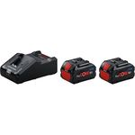 Bosch Professional 18V System Starter-Set: 2x ProCORE 18V 8.0Ah Akku + Ultraschnellladegerät GAL 18V-160, COOLPACK 2.0 Technologie, blau
