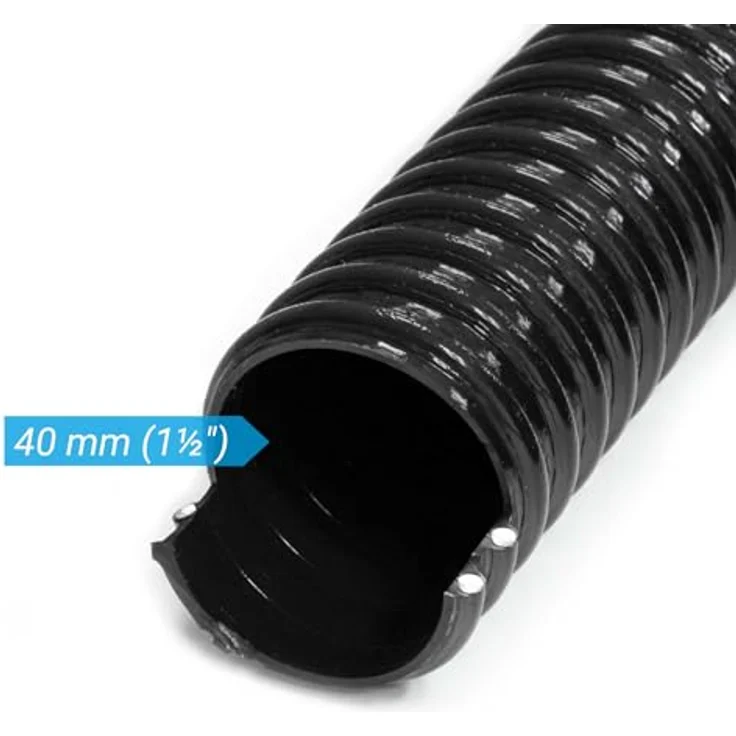 Wiltec Teichschlauch 25m Spiralschlauch 40mm (1 1/2") schwarz, lichtundurchlässig, extrem biegsam, ideal für Teichpflege und Pumpenanschlüsse – Bild 4