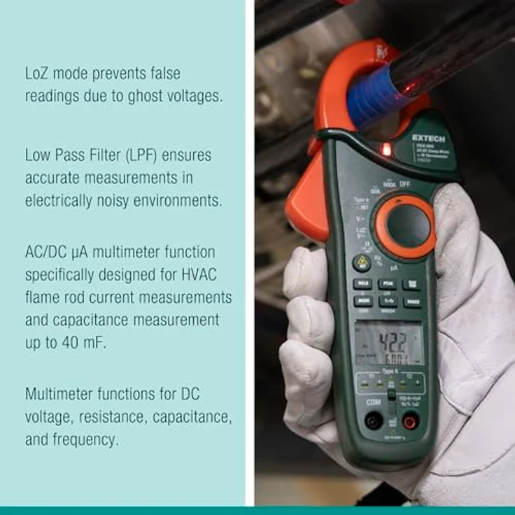 Extech Spannungsprüfer Extech EX623A Stromzange digital IR-Thermometer CAT III 600 V – Bild 7