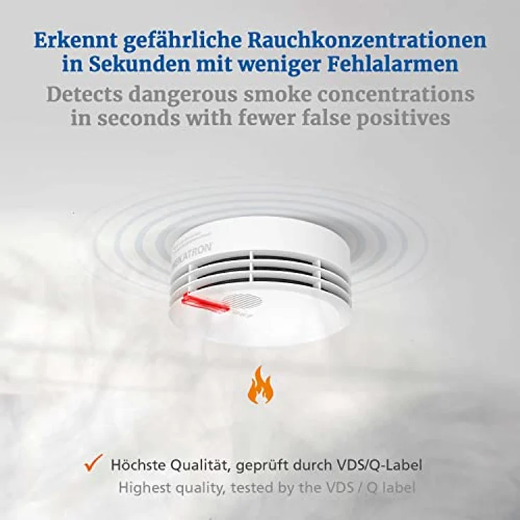 Hekatron Rauchmelder Genius Plus Edition 2021 – mit 10 Jahre Batterie – inkl. 2 x Klebepad – App-unterstützt – Rauchwarnmelder weiß – mehrsprachig – 2 Stück – Bild 4