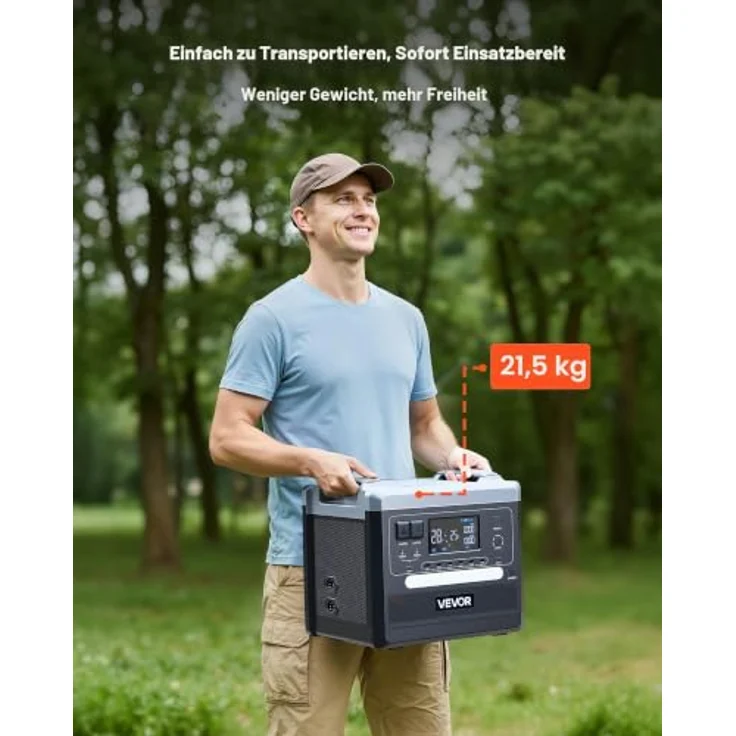 VEVOR Tragbare Powerstation Q2400Pro, 2400-W-Solargenerator mit 200-W-Falt-Solarpanel und 2160-Wh-LiFePO4-Akku, 10 Ausgänge, einstellbare Eingangsleistung für Zuhause, Camping & RV – Bild 6