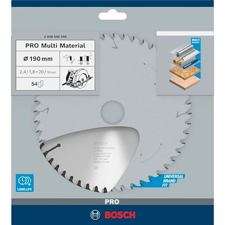 Bosch Professional Kreissägeblatt (für Multi Material, AußenØ: 190 mm, Bohrung: 20 mm, Zubehör für Kreissägen) – Bild 2