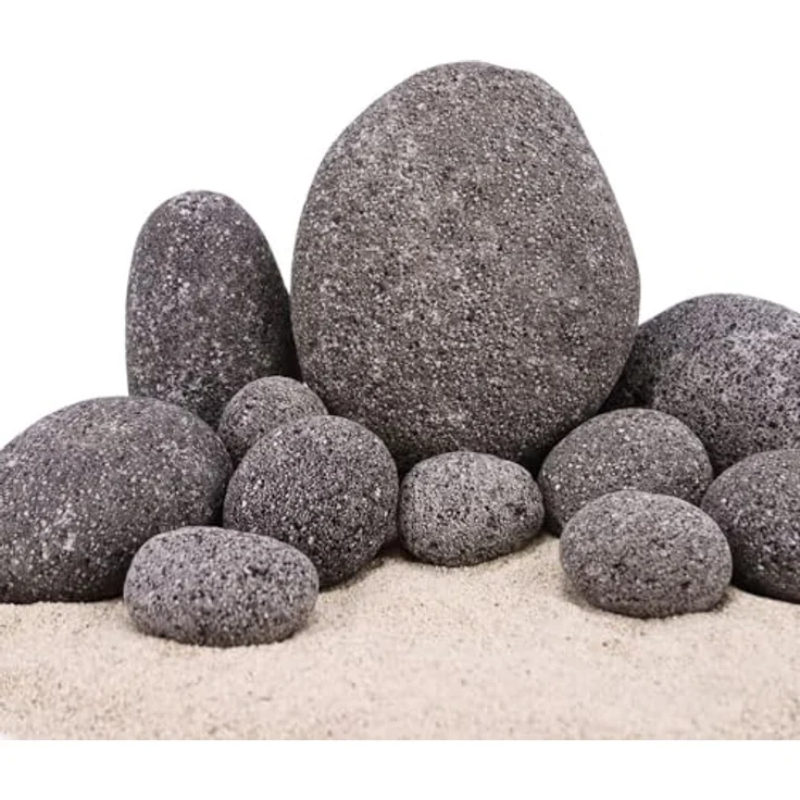 AquaOne Aquarium Steine Zen Pebbles Grau 10 kg Gr.M 7-9 cm pro Stein - Aquascaping Gestein Dekoration Terrarium Nanobecken Landschaft – Bild 1