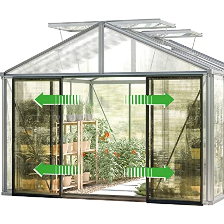 GFP Gewächshaus Asteria 25 Light 311x534 cm mit integriertem Fundament 12 mm Doppelstegplatten, Farbe Anthrazit - Made in Austria – Bild 5