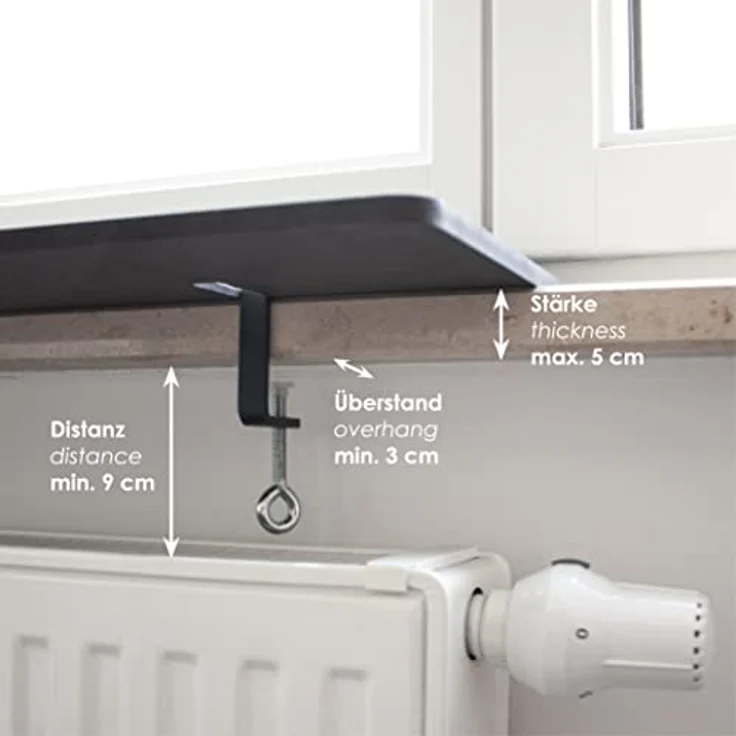 LucyBalu® Premium Katzen Fensterbankliege | Katzenliege Fensterbank | Katzen Fensterliege | Fensterbrett Verbreiterung 64x32x2cm | Katzenbett Fensterbank mit Filzauflage & Metallbefestigung Anthrazit – Bild 3