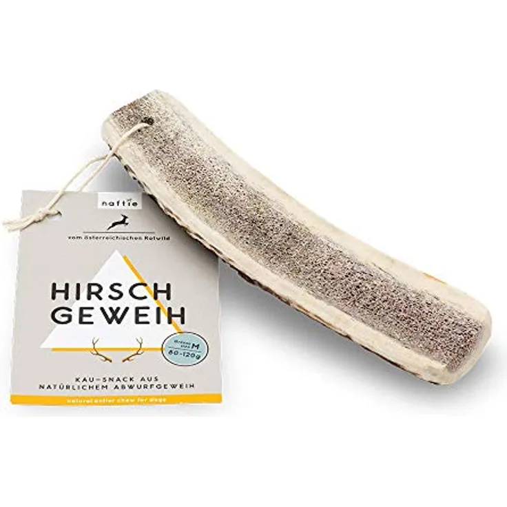 naftie Hirschgeweih halb Geweihstange - Geweih Zahnpflege-Snack - XXL für sehr große Hunde - mineralstoffreich, geruchsarm & langlebig