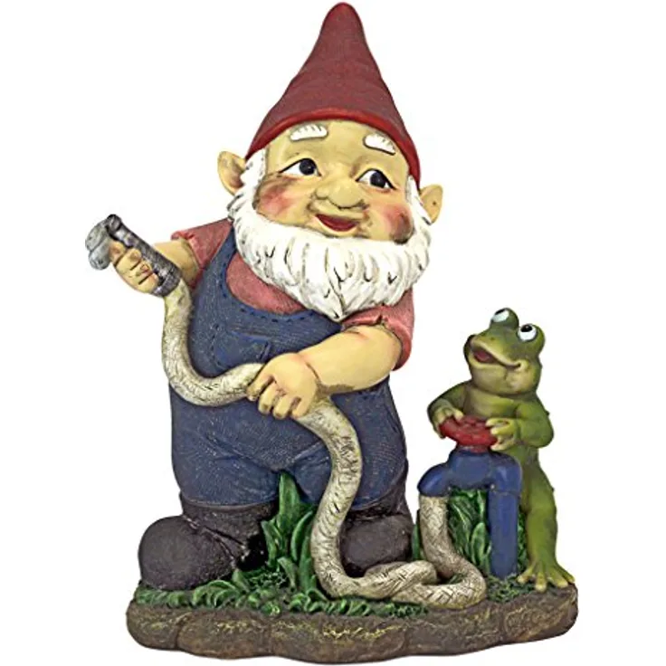 Gartenzwerg-Statue - Feuerwehrmann Franz und sein Frosch-Feuerwehr-Gartenzwerg - Rasenzwerg