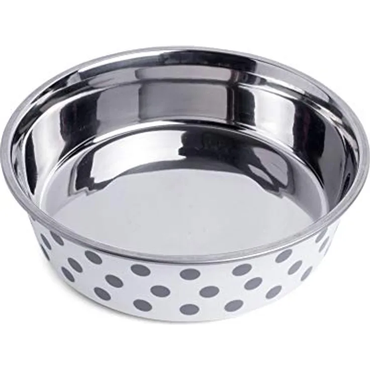 Petface Grau und Weiß Gepunkteter Deli Hundenapf, 14 cm