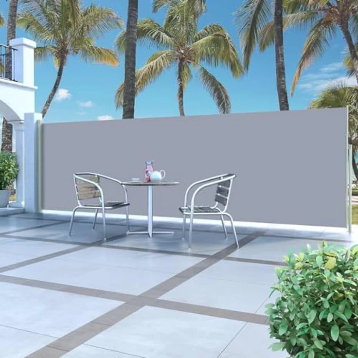 vidaXL Seitenmarkise, einziehbar bis 500 cm, UV-beständig, Grau – Bild 2