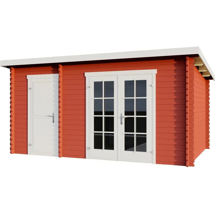 LASITA MAJA Gartenhaus Belmont 2, 2-Raum Blockbohlenhaus 34mm, Schwedenrot