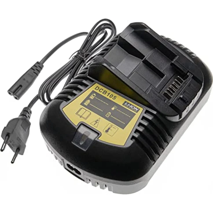 vhbw Ladegerät Ersatz für Dewalt DCB102, DCB120, DCB105, DCB112, für Li-Ion-Werkzeugakkus, schwarz, Input 100-240 V, Output 21 V/3 A – Bild 2