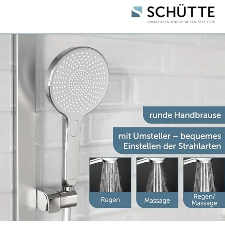 Schütte Stangenbrause-Set KARIBIK, 78,5 cm höhenverstellbar, 3 Strahlarten, Antikalk-Beschichtung, wassersparend, 4-teilig – Bild 2