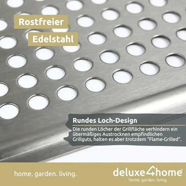 deluxe4home Grillplatte Grillschale Grillblech Edelstahl 40 x 30 cm I Für Grillgemüse & Fisch, Rostbeständig & Spülmaschinenfest - Preisvergleich – Bild 3