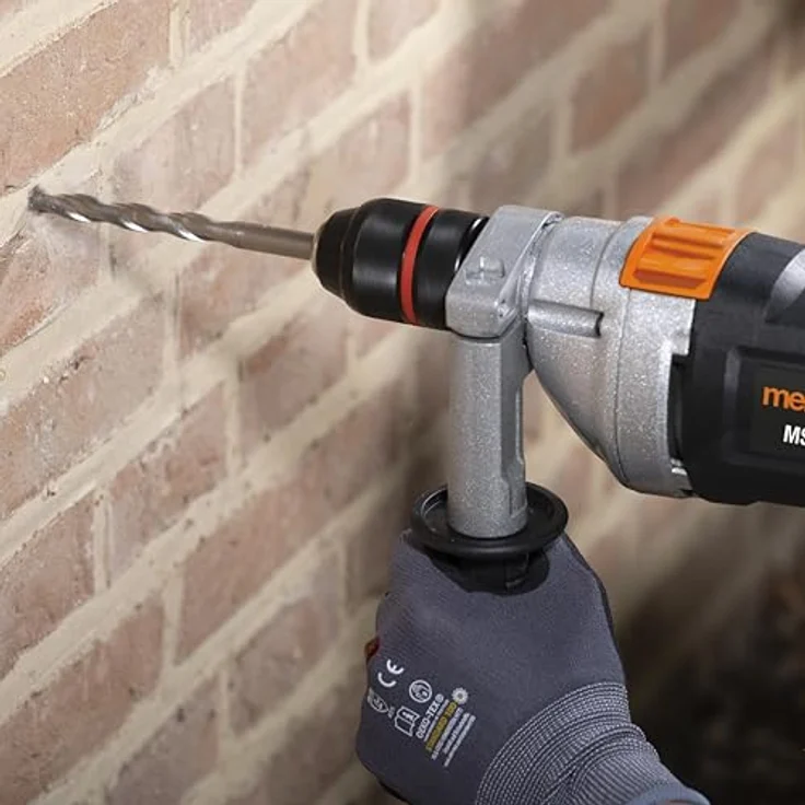 meister Schlagbohrmaschine MSB850, 850 W, leistungsstarker Motor, Drehzahl bis 3000 U/min, inkl. Zusatzhandgriff und Metall-Tiefenanschlag – Bild 4
