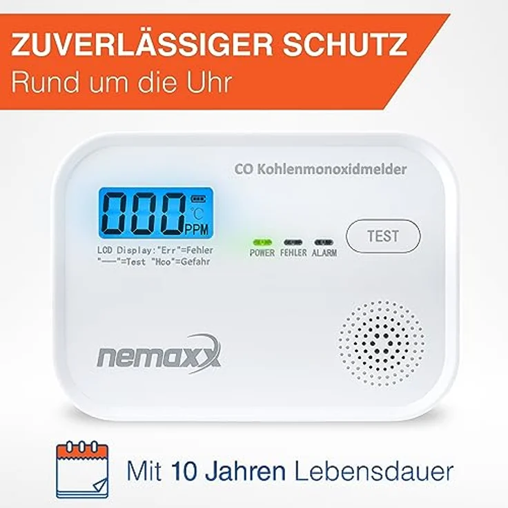CO Melder Kohlenmonoxid Gasmelder Gaswarner Rauchmelder Nemaxx nach DIN EN50291 – Bild 3