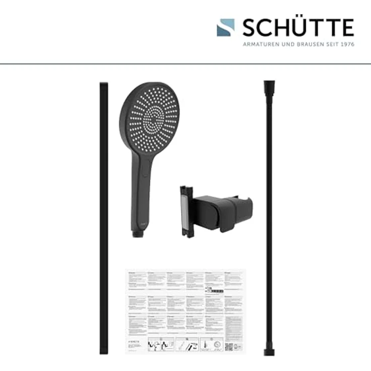 Schütte Stangenbrause-Set KARIBIK, 78,5 cm, 3 Strahlarten, höhenverstellbar, Antikalk-Beschichtung, wassersparend, schwarz matt – Bild 6