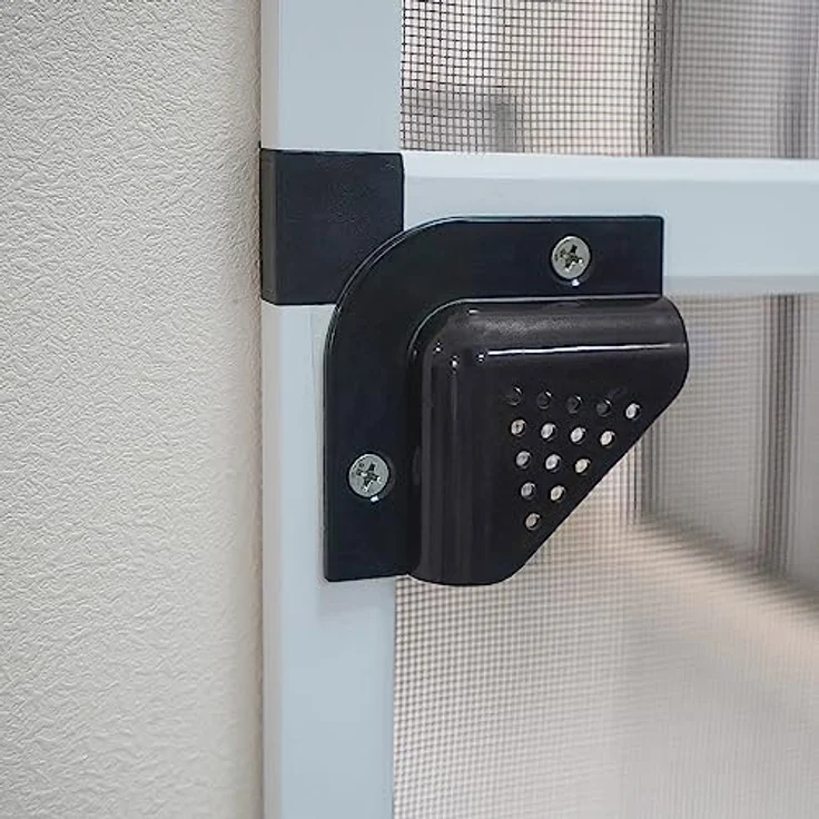 Grafner Fliegengitter Tür, Aluminiumrahmen mit Türschließer und Trittschutz, individuell zuschneidbar, Fiberglas-Gewebe, slim Design, weiß, 120 x 240 cm – Bild 3