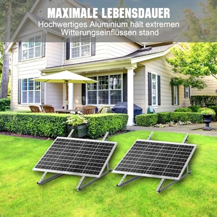 GLIESE Solarmodul Halterung 114cm, Aufständerung 15°-30°, für 100W-600W Flachdach Wandmontage Photovoltaik Balkon Wohnmobil – Bild 2
