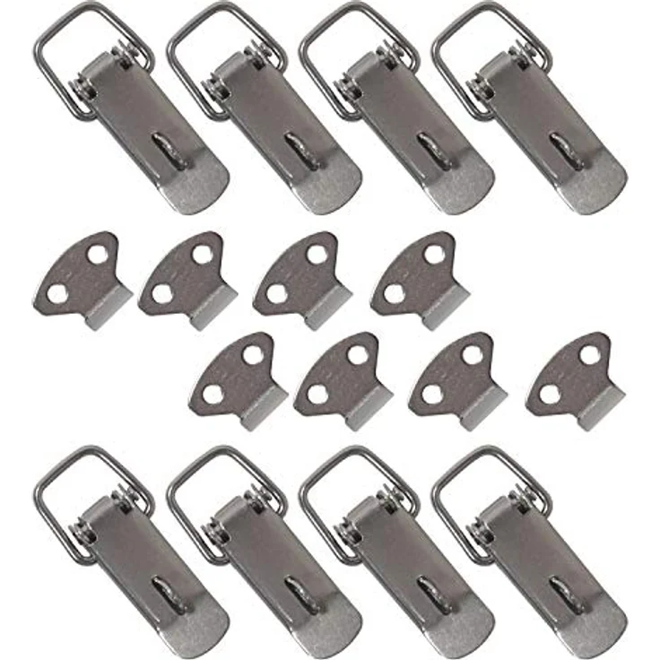 HMF 14980-09 Edelstahl Spannverschluss mit Schlossöse | 8 Stück | 27 x 75 mm | Silber - Preisvergleich – Bild 1
