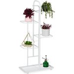 Relaxdays Blumenständer Pflanzenständer 5 Ebenen, Weiß, Stahl, pulverbeschichtet, für Blumen, Kräuter, Vasen und Deko, 96,5 x 44 x 22 cm
