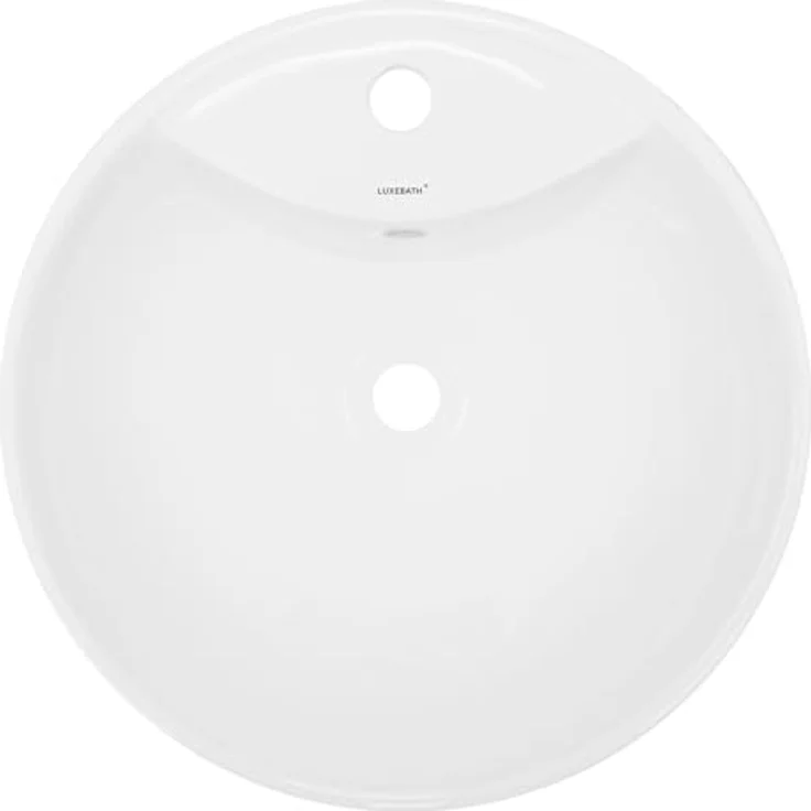 ecd germany Waschbecken Rundform 455x455x185 mm, weiß, aus Keramik - inkl. Ablaufgarnitur mit Überlauf – Bild 3