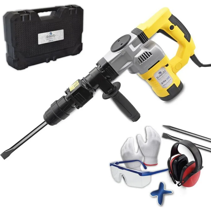 BAMATO Stemmhammer / Abbruchhammer STH-155, 1300 W, 20 Joule Schlagkraft, SDS-Max Werkzeugaufnahme, SOFT-Grip