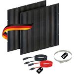 Schwaiger Solarmodul Glas Slim-Line 2er Set, 400Wp dünnes rahmenloses Photovoltaik-Solarpanel für Balkon und Garten, inkl. Verlängerungskabel und Edelstahlkabelbinder