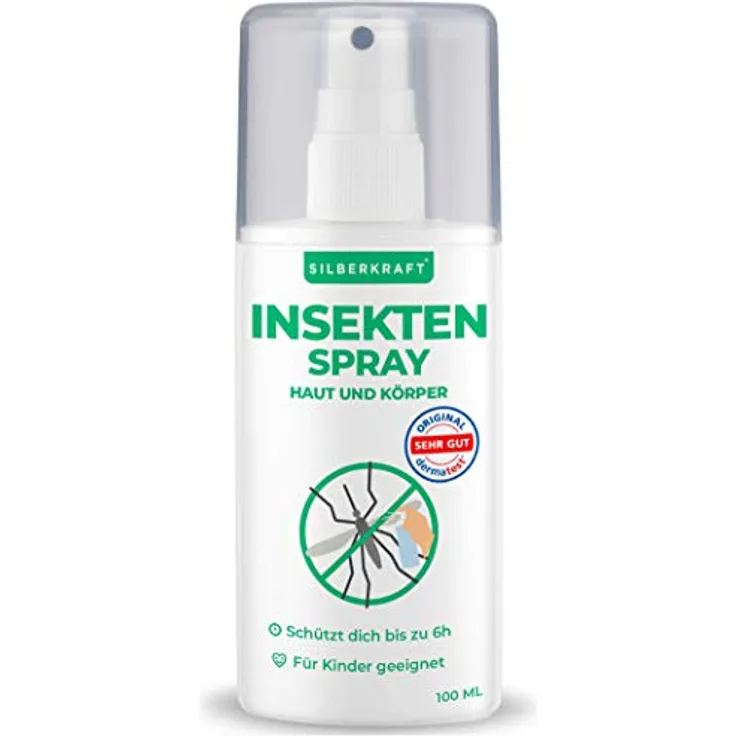 Silberkraft Insektenspray Haut & Körper, 100 ml, Schutz vor Mücken und Zecken bis zu 6 Stunden, ideal für Reisen