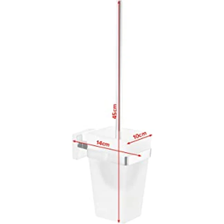 tesa DELUXXE Toilettenbürsten-Set, verchromt, mit satiniertem Glas - zur Wandbefestigung ohne Bohren, inkl. leistungsstarker Klebelösung - 137 mm x 97 mm x 160 mm – Bild 3