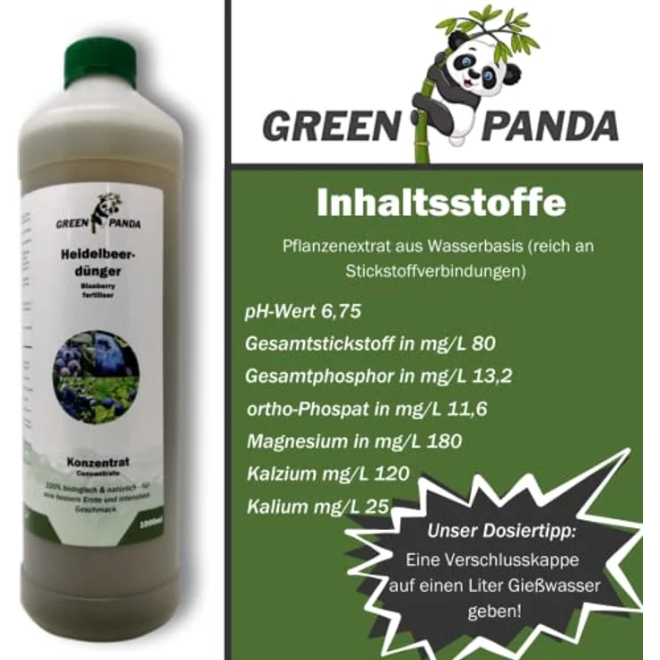 GreenPanda Heidelbeer Dünger, 1000 ml Konzentrat für verbesserte Ernte & intensiveren Geschmack, vegan, Made in Germany – Bild 3