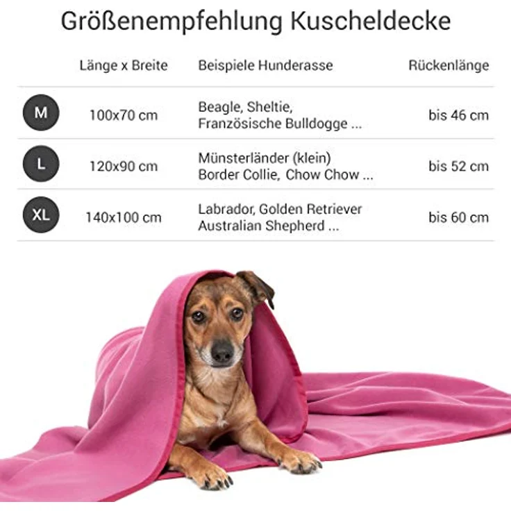 Doctor Bark | kuschelige Hundedecke waschbar bis 95°C, hygienische, weiche Fleecedecke für Sofa und Hundebett, Flauschige Haustierdecke - Made in Germany (XL - 140x100 cm/Hot Pink) – Bild 5