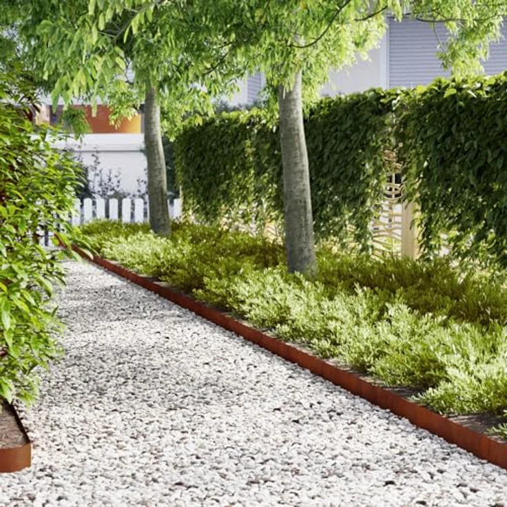 vidaXL Beetumrandung Wetterfester Stahl 100 x 0.5 x 20 cm Braun Langlebig Gartenbegrenzung – Bild 3
