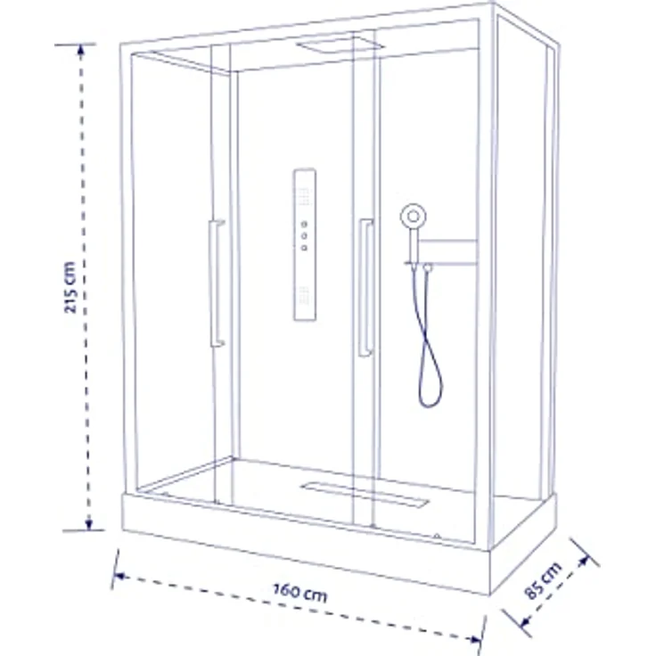 Marwell Komplettdusche White XXL, BxT: 160x85 cm, Einscheibensicherheitsglas, inkl. Armaturen – Bild 4