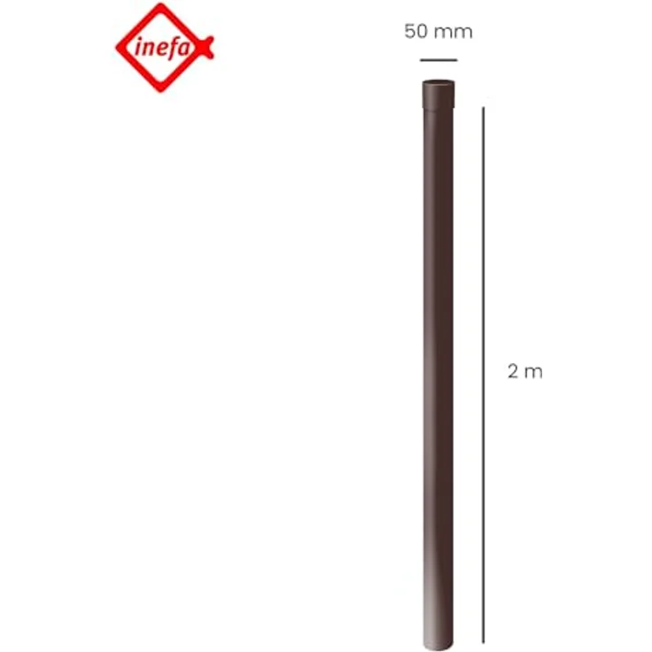 INEFA Fallrohr PVC 200cm DN 50 Dunkelbraun, Witterungsbeständig mit Steckmuffe zur Regenwasserableitung – Bild 2