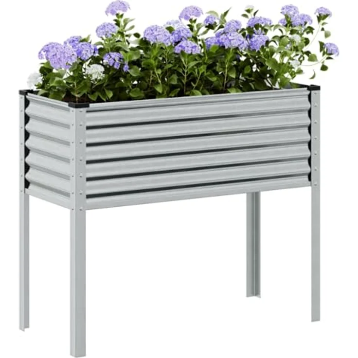 vidaXL Pflanzkübel 100x41x90 cm Verzinkter Stahl, Geräumiger Blumenständer für den Garten – Bild 2