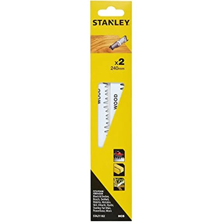 Stanley 2 Pack 24cm Säbelsägeblätter Grobschnitt HCS, für das Schneiden von Ästen – Bild 1