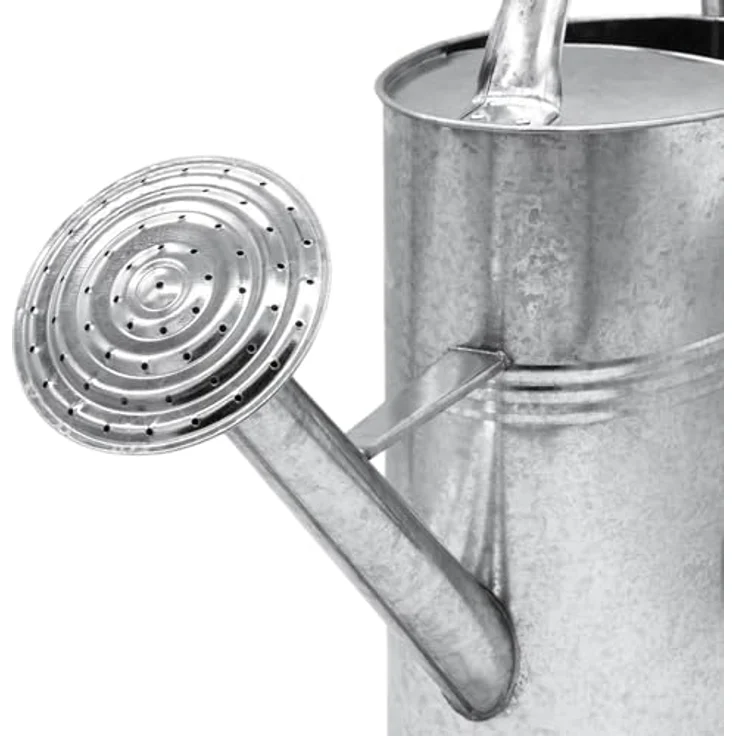 Spetebo Garten Gießkanne verzinkt, 10 Liter Blumengießkanne mit abschraubbarem Brausekopf, silberner Metalloptik – Bild 3