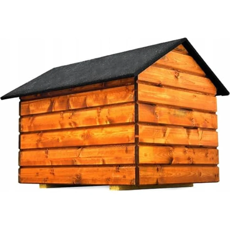 QLS Hundehütte Größe 80x60 mit Vorhang Isoliert Winterfest Outdoor (Palisander, L) - QLS Hundehütte Größe 80x60 mit Vorhang, isoliert, winterfest, Outdoor geeignet – Bild 5