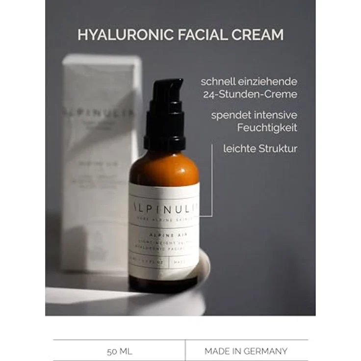 Alpinulin ALPINULIN ALPINE AIR Gesichtscreme 50ml, Vegan, Natürliche Pflege gegen trockene Haut, Schnell einziehend, Alpiner Wirkstoff-Komplex mit Edelweiß-Extrakt – Bild 3