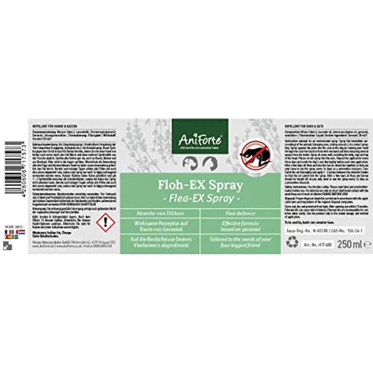 AniForte Flohspray für Hunde & Katzen 250 ml - Floh-Ex Spray zur Abwehr gegen Flöhe, Flohmittel bei Parasiten & Flohbefall, Antiflohmittel mit Geraniol & natürlichen Ölen – Bild 4