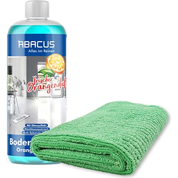 Bodenreiniger Orange Set, Fußbodenreiniger Set, Parkettreiniger, Allzweckreiniger, Wischpflege, Reinigungsmittel Boden, Bodenpflege – ABACUS Bodenreiniger Orangenfrische 1000 ml Set (7470)