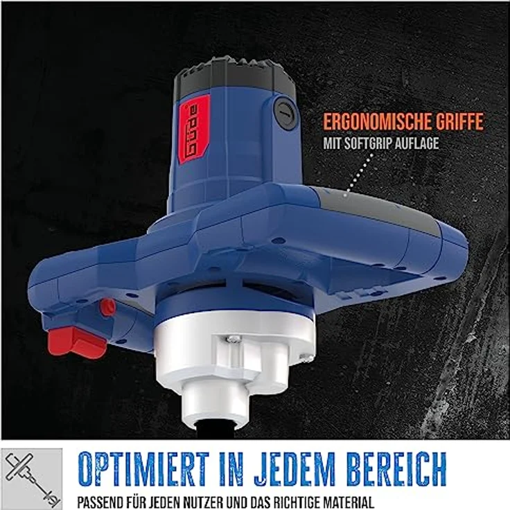 Güde Rührwerk GRW 1414.1, 1400 W, Komplett-Set, Softgrip, ergonomisch, robust, inkl. Rührkorb, gelb – Bild 3