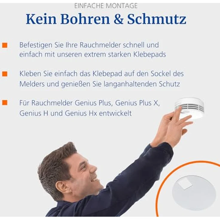 Hekatron Klebepad Genius für Rauchwarnmelder - Klebepad für die Befestigung der Genius Melder 10er Pack Befestiger für Genius Rauchmelder – Bild 2